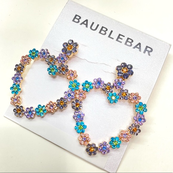 BaubleBar Magnolia Drop Heart Shape Multi-Color Fashion Earrings Blue 74666 New - Picture 2 of 16